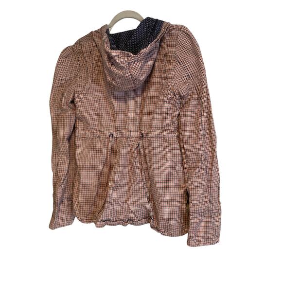 Womens Roxy White Pink Checked Preppy Hooded Full Zip Light Jacket Size Large - Picture 4 of 16